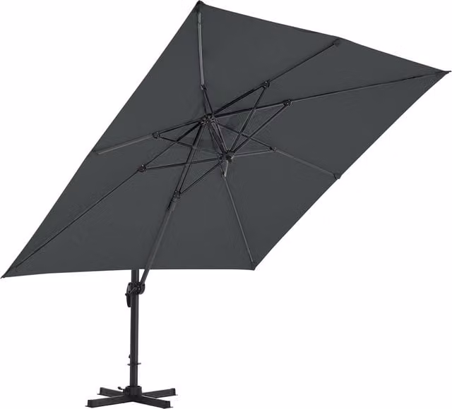 Lifeideas Square Cantilever Garden Parasol with Plastic Base in Dark Grey