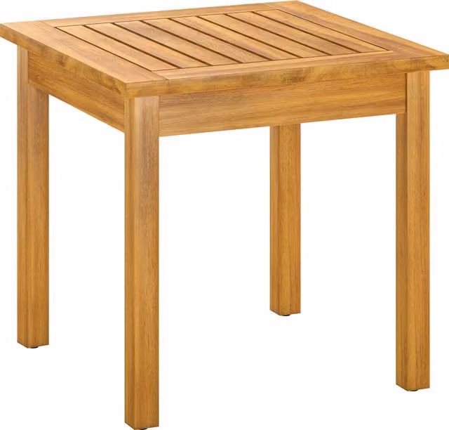 Outsunny Acacia Wood Coffee Table and Patio Side Table with Slatted Top, Brown, W: 48 cm, D: 46 cm, H: 30 cm
