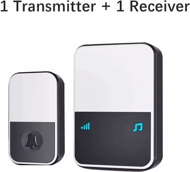 VOGREX Waterproof Wireless Doorbell with 2 Receivers in Black