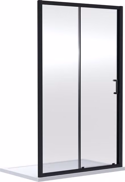 Balterley 6mm Toughened Safety Glass Sliding Shower Door, Black, W/H: 140 x 190 cm