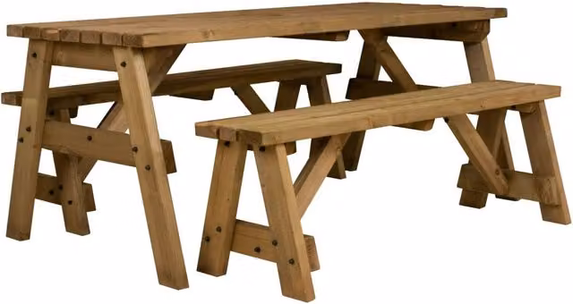 Arbor Garden Solutions Victoria Space Saving Picnic Table and Benches Set in Rustic Brown