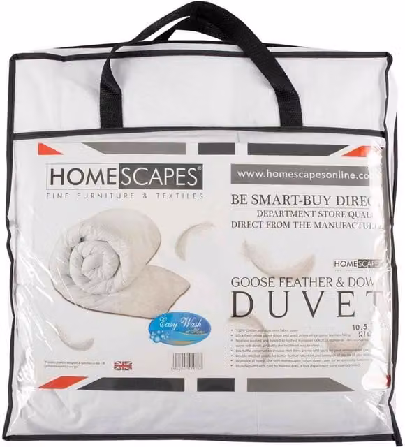 Homescapes Kids Goose Feather and Down Duvet, 10.5 Tog, White