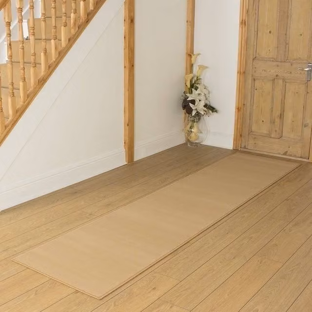 runrug Plain Hallway Carpet Runner Rug in Beige, W/D/H: 100 x 210 cm