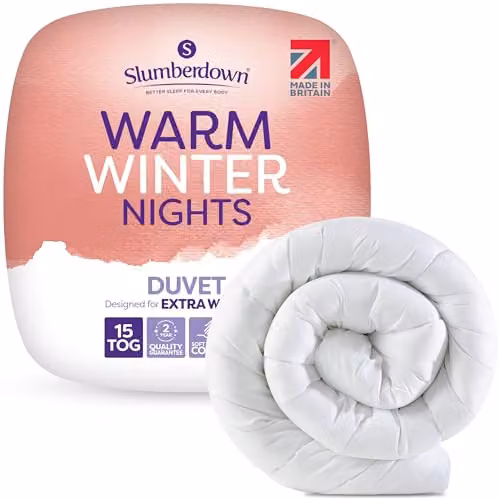 Slumberdown Warm Winter Nights 15 Tog King Size Duvet, White, W: 225 cm, D: 220 cm