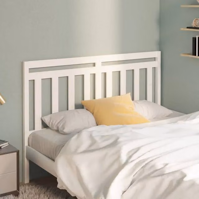 Berkfield Home White Rustic Solid Pine Wood Bed Headboard W: 140 cm, D: 4 cm, H: 100 cm
