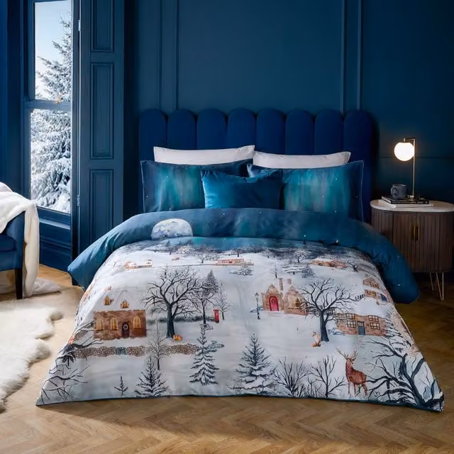 Paoletti Blue 100% Cotton Duvet Cover Set, W/D/H: 180 x 200 cm