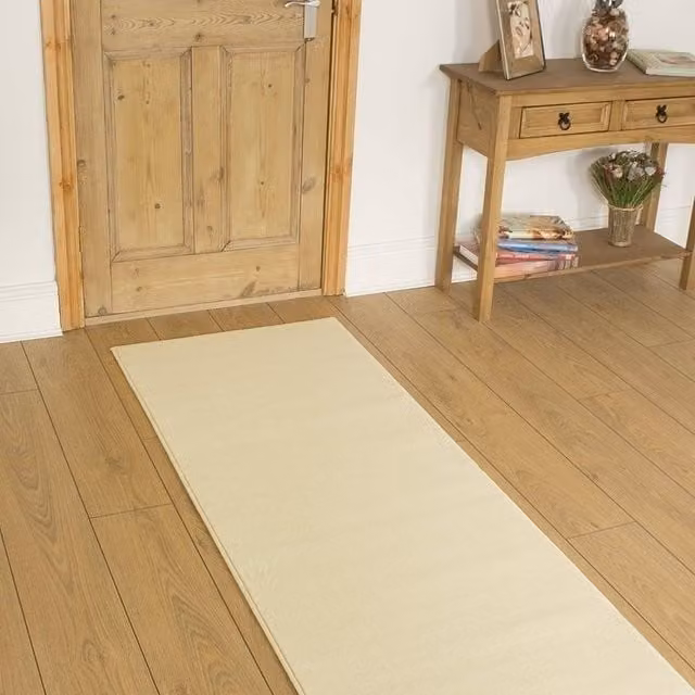 runrug Plain Hallway Carpet Runner Rug in Beige, W/D/H: 70 x 360 cm