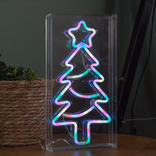 Samuel Alexander Multicolour RGB Neon Flex Christmas Tree LED Decoration with Remote Control, 30 cm