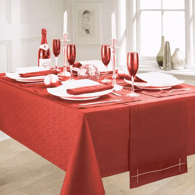 Kitchenwise Red Plain Rectangular Tablecloth