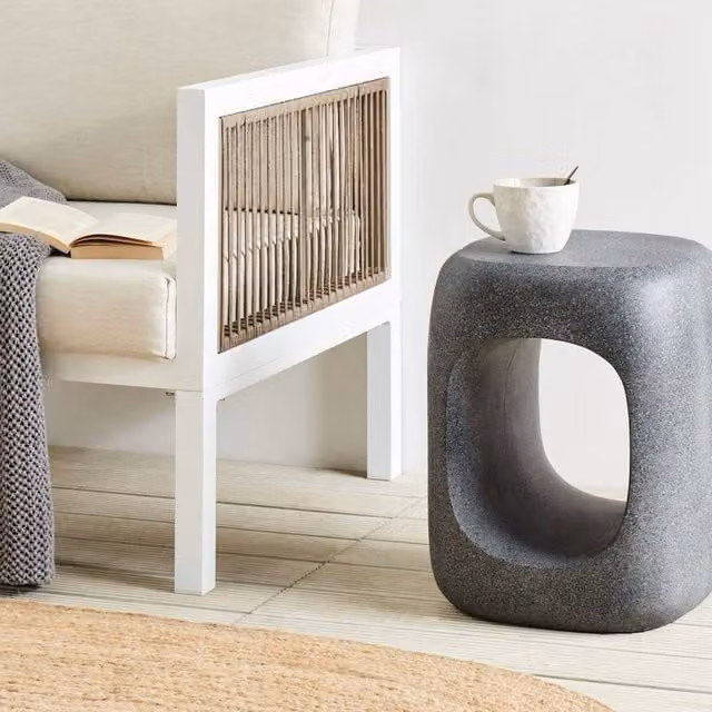 Wyld and Coco Grey Marble-Effect Accent Side Table, W/D/H: 33 x 33 x 33 cm