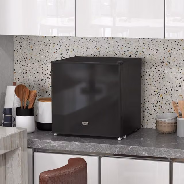 HOMCOM 35L Black Tabletop Upright Freezer with Removable Wire Shelf and Lockable Door