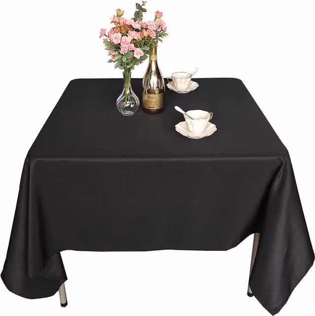 Trimming Shop Square Black Polyester Tablecloth