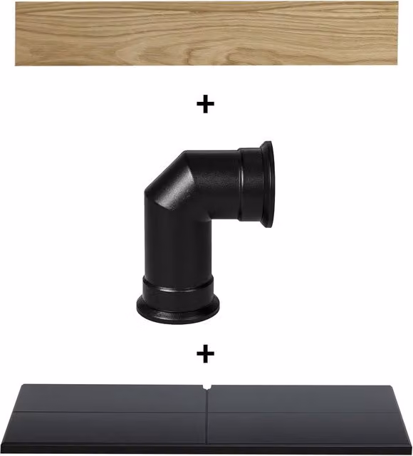 Adam Fires & Fireplaces Adam Oak Beam Hearth and Stove Pipe Set in Black and Multicolour
