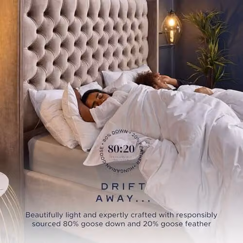 Snuggledown Retreat Hungarian Goose Down Winter Duvet and 2 Pillows Set, White, W/D/H: 260 x 220 cm, 13.5 Tog