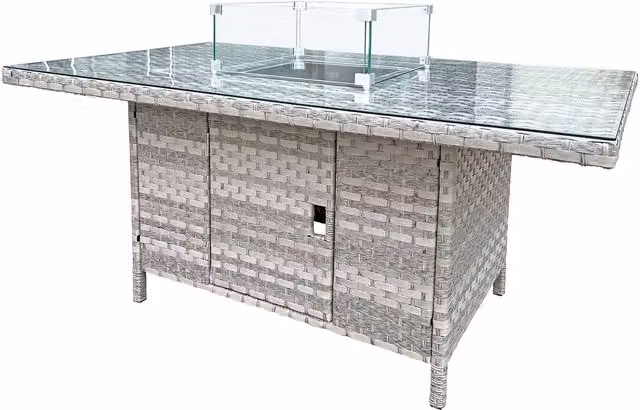 Oseasons Modern Polyrattan Firepit Table in Grey