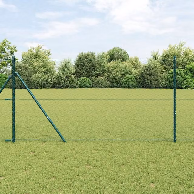 Berkfield Home Green PVC Coated Galvanised Steel Hexagon Fence, H: 140 cm, W: 10 m