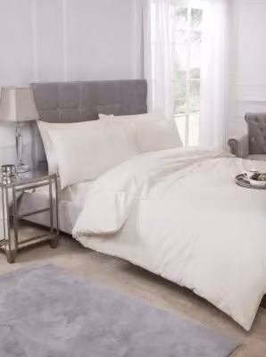 New Edge Blinds Percale Duvet Cover Set in Beige or White, W: 180 cm x D: 200 cm