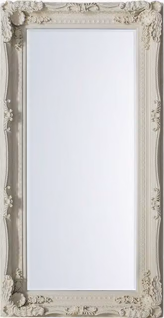 Perch & Parrow Classic Rectangular Freestanding Standing Mirror in Beige and White