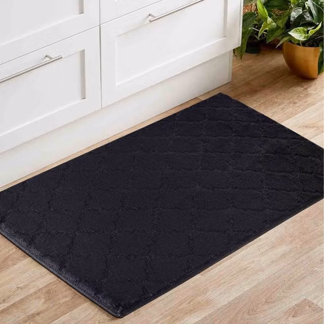 RugsbyDesire Ivy Trellis Design Anti Slip Washable Doormat, Black, W: 120 cm x D: 150 cm