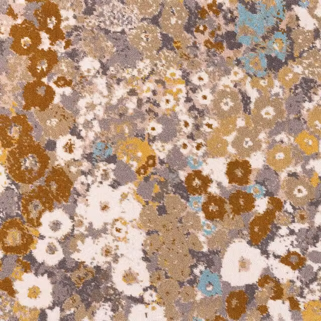 House of Hackney Hollyhocks Floral Wool Rug in Beige and Multicolour, W: 305 cm x D: 122 cm
