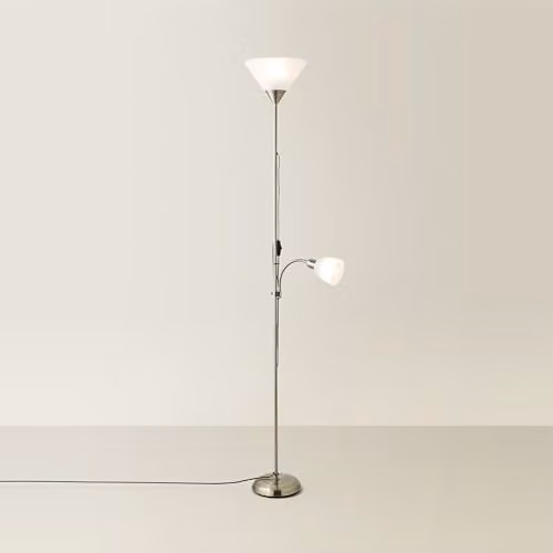 ValueLights Moz Mother and Child Uplighter Floor Lamp in Gold/Brass with LED Bulbs
