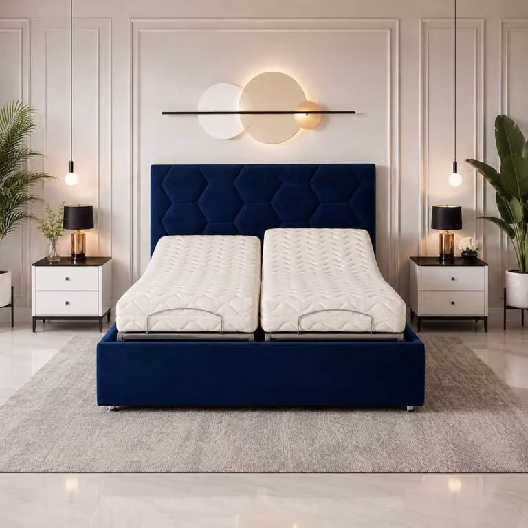 Paradise Beds Ltd Luxury Madrid Mobility Bed with Mattress and Headboard in Beige Velvet, Small Single