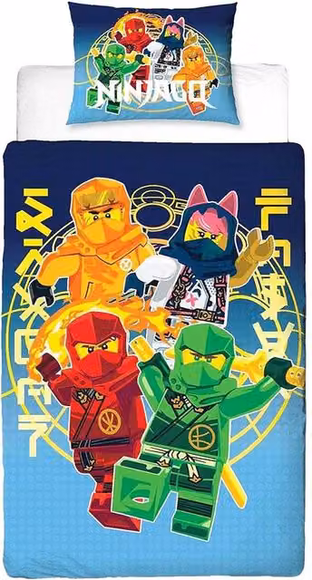 LEGO Ninjago Reversible Duvet Cover and Pillowcase Set, Multicolour, W/D/H: 90 x 200 cm