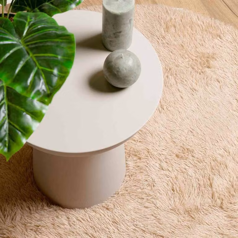Berkfield Home NAVARRA Shaggy High Pile Round Rug, Beige, W/D: 120 x 120 cm