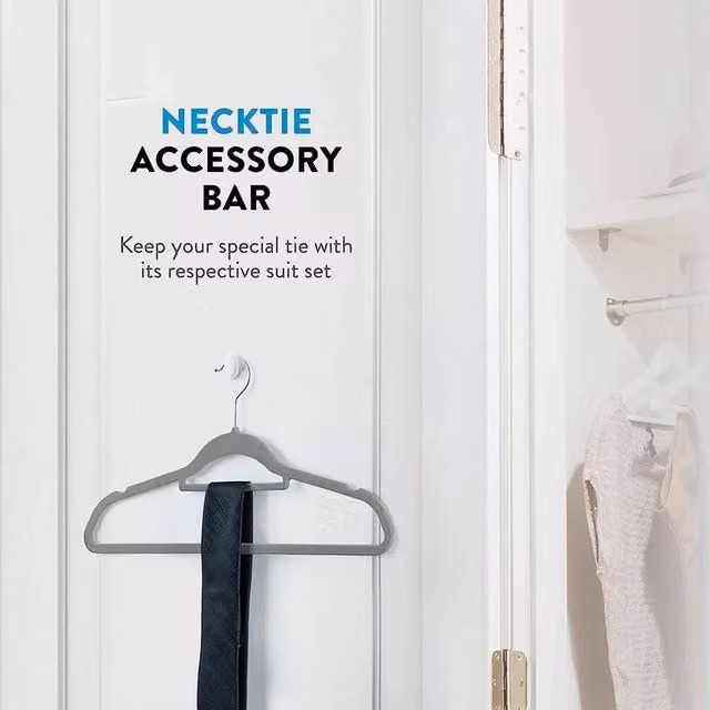 PAWNORA Space Saving Non-Slip Velvet Flocked Clothes Hangers, Grey, 60 Pack