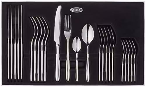 Stellar Winchester 24-Piece Polished Silver Stainless Steel Cutlery Set for 6 People