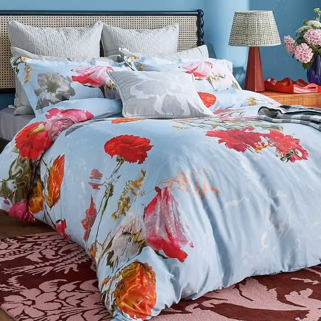 Ted Baker Floating Floral Double Duvet Cover and Pillowcase Set, Multicolour Mako Satin Cotton, W: 140 cm, L: 200 cm