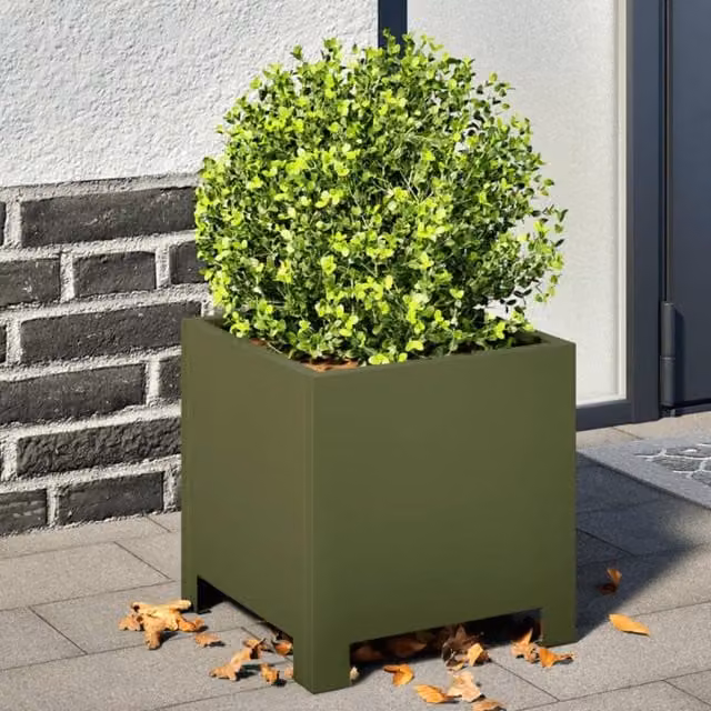Berkfield Home Steel Garden Planter Tub, Green, W/D/H: 30 x 30 x 30 cm