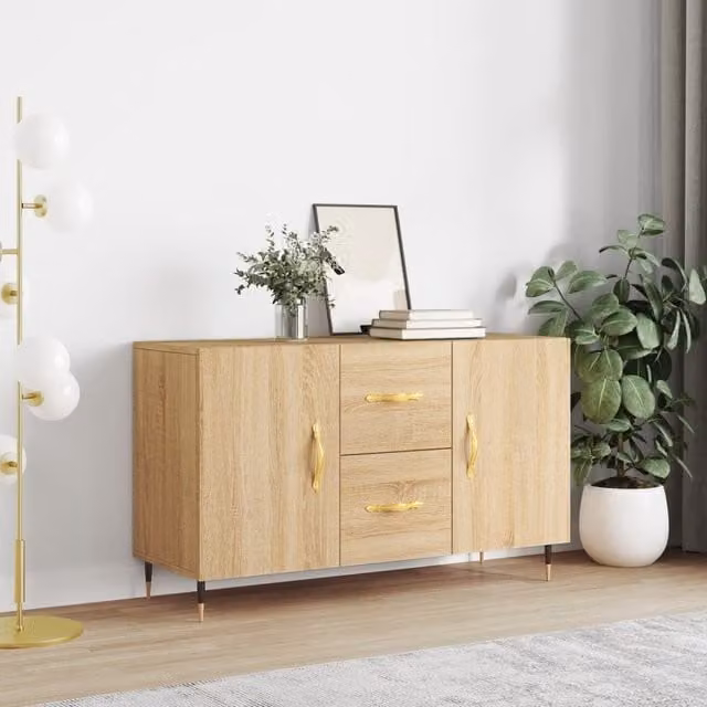 Berkfield Home Sonoma Oak Sideboard in Brown, W/D/H: 100 x 36 x 60 cm