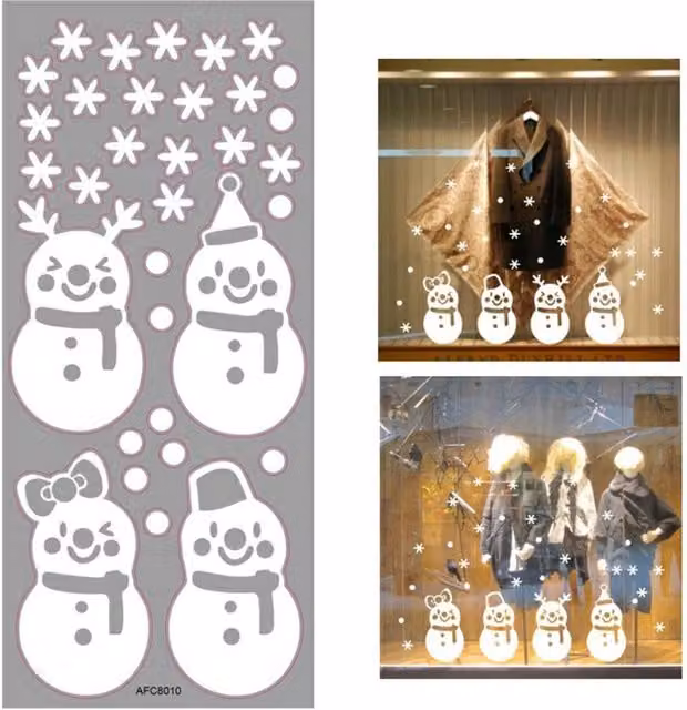 KDMD Christmas 3D Removable Snowman Window Wall Stickers AFC8010 in White
