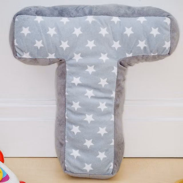Echo Three Stars Letter Cushion in Grey and White