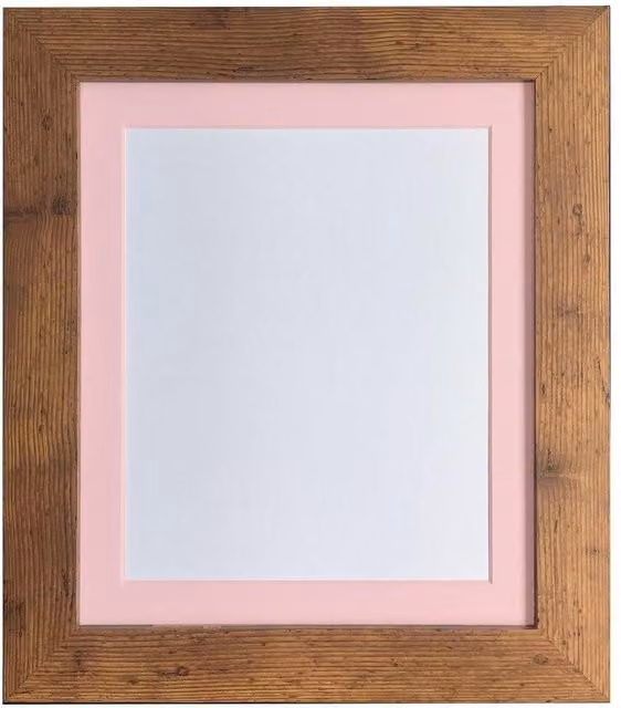 Frames & Mirrors 4U Metro Vintage Wood Frame with Pink Mount in Walnut, Image Size: 50 x 70 cm