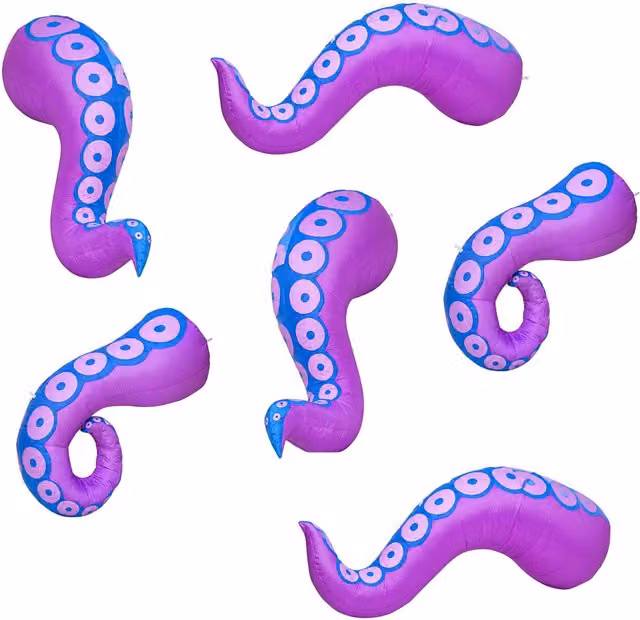 Samuel Alexander Set of 6 Light up Inflatable Octopus Tentacles Halloween Decoration in Purple and White