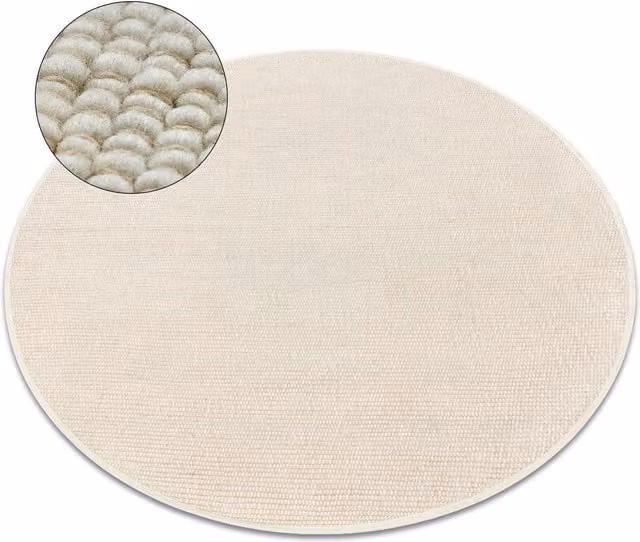 RugsX Nepal Round Woven Wool Rug in Beige, Diameter: 120 cm