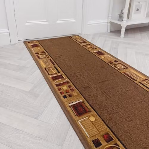 runrug Jena Loop Pile Hallway Runner Rug, Brown, W: 66 cm, L: 180 cm