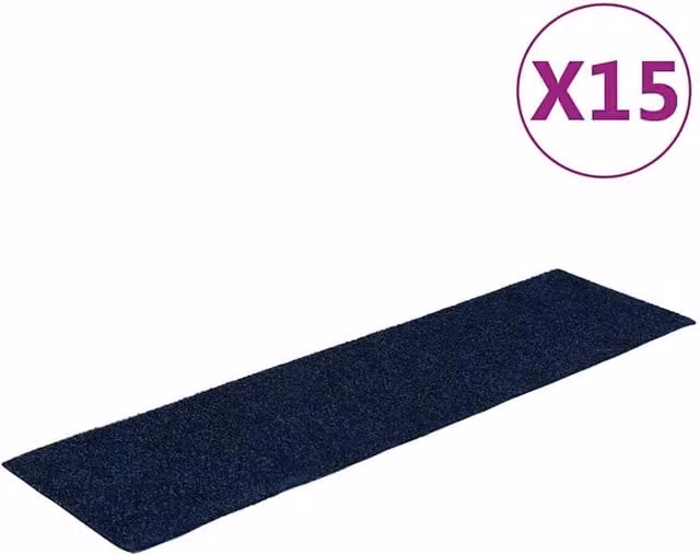 Berkfield Home Self-adhesive Rectangular Stair Mats, 15 Pieces, Blue, W: 76 cm x D: 20 cm