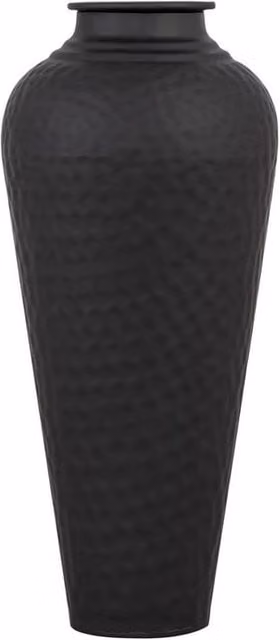 Lemon Pavilion Hammered Metal Vase with Lid, Black, W: 20 cm, D: 20 cm, H: 41 cm
