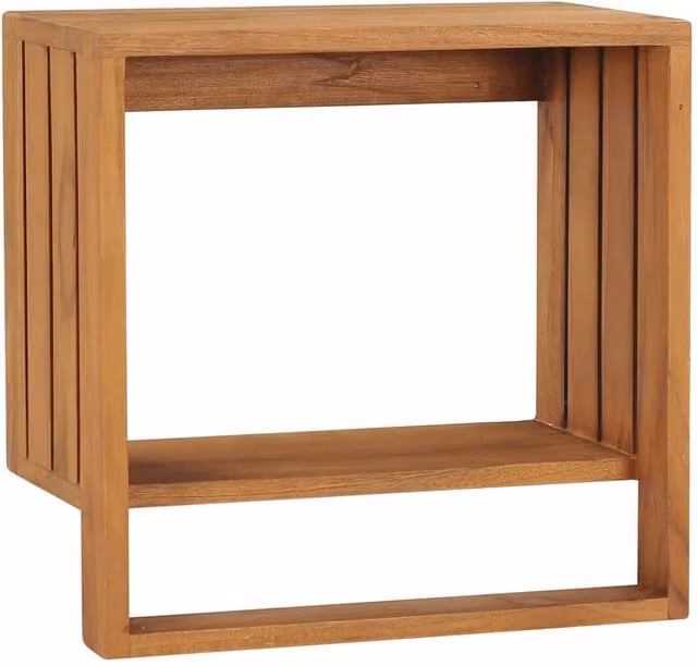 Berkfield Home Wall-mounted Teak Wood Towel Rack in Brown, W/D/H: 35 x 20 x 35 cm