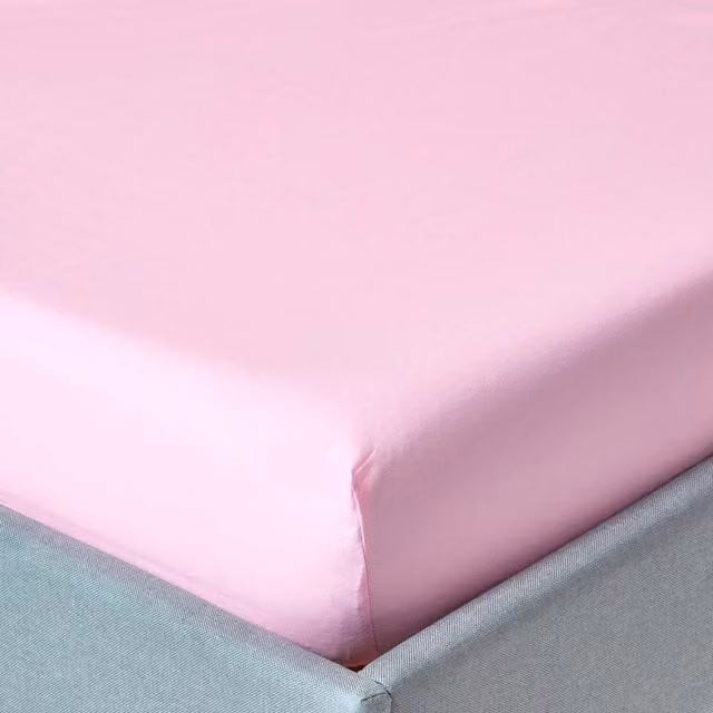 Homescapes 200 Thread Count Egyptian Cotton Percale Fitted Sheet, Pink, 120 x 200 cm