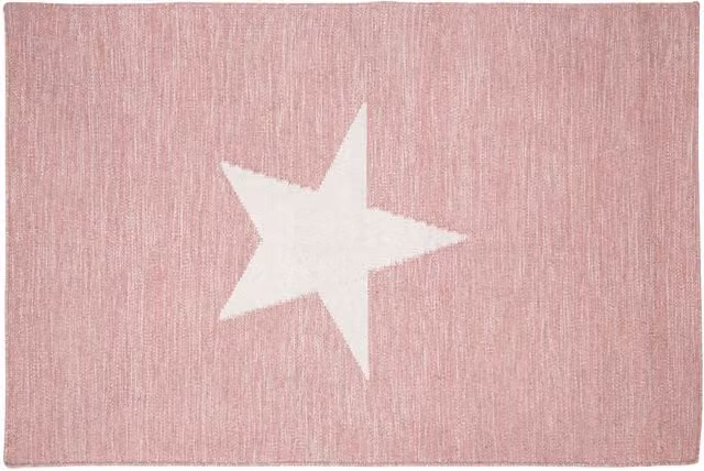 Orsina Round Star Rug in Pink and White, Diameter: 100 cm