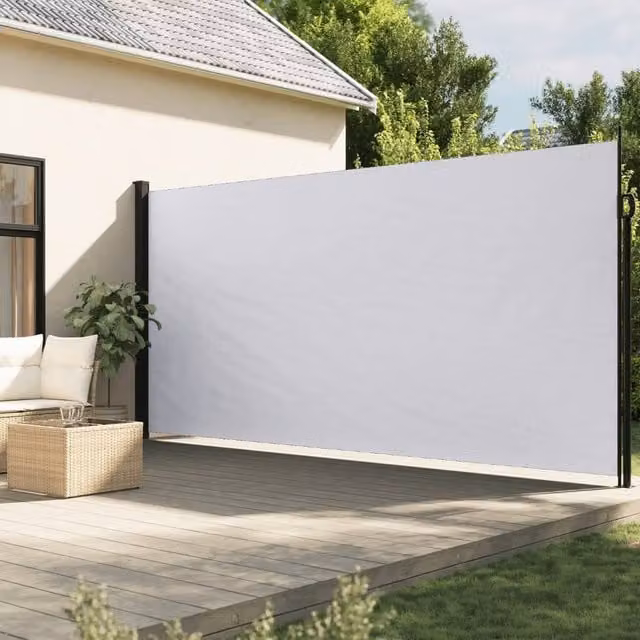 Berkfield Home Retractable White Polyester Side Awning, W/H: 600 x 200 cm