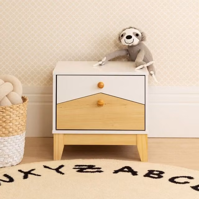 Seconique Cody 2 Drawer Bedside Table in White and Pine Effect