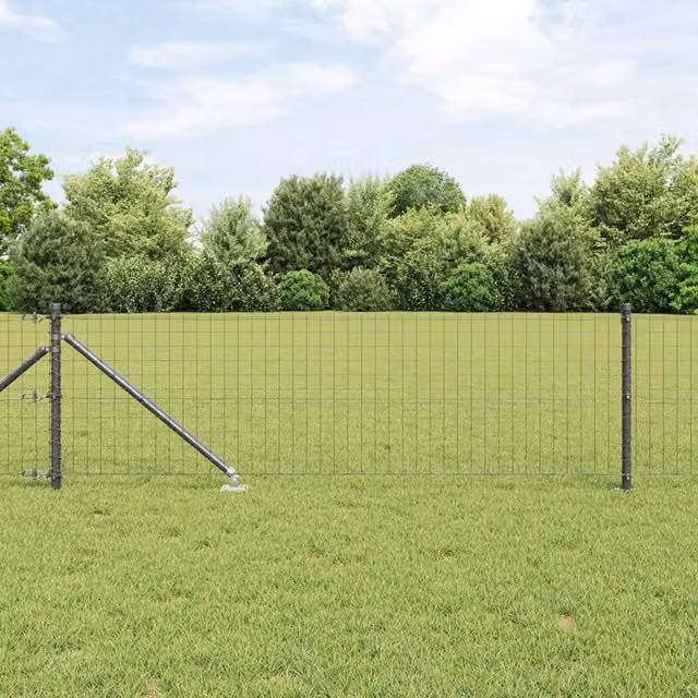 Berkfield Home Galvanised Steel Fence Posts with Spike, Grey, 26 pcs, H: 120 cm, Diameter: 32 mm
