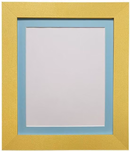 Frames & Mirrors 4U Metro Gold Rectangular Picture Frame with Blue Mount for A2 Images