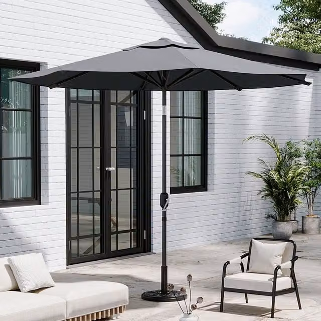 Breeins Traditional Patio Umbrella with Concrete Base in Anthracite Grey, Diameter: 300 cm