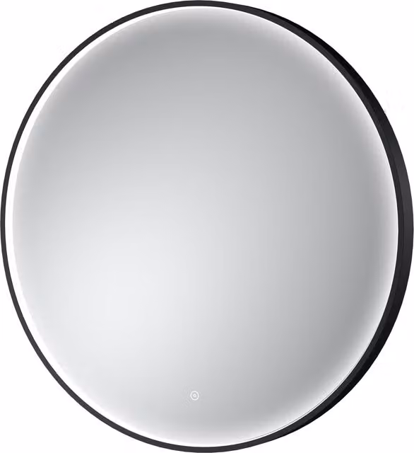 Balterley Round LED Bathroom Mirror with Demister Pad and Touch Sensor, Black, W/D/H: 80 x 80 x 1 cm